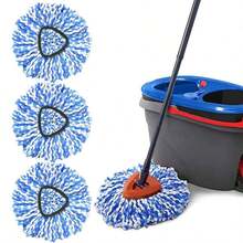 [ 3/5 Pack ] Mop Replace Heads O-Ceda RinseClean(2 System ONLY),Spin Mop Easy Cleaning Microfiber Washable - Màu xanh da trời - Xem 5