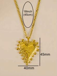MECYLIFE 1pc Stainless Steel Hip Hop Cuban Chain Heart Pendant Necklace, Party Gift - Pounding a Big Heart - View 4