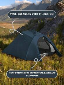 Naturehike Cloud Up 2-Person Tent, Ultralight, 20D, Waterproof, For Camping, Hiking, Traveling, Backpacking, Cycling And Fishing - 藏蓝色 - 查看 3