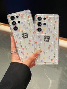 1个字母花卉图案，带气囊透明防摔手机保护壳，TPU材质，适合作为男女节日礼物，兼容三星手机 - 無色 - 查看 7