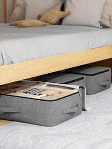 1PC Cationic Zipper Style Bed Bottom Storage Bag, Toy Storage Bag, Clothing Storage Bag, Soft Fabric, Comfortable Handle, Transparent Window, Two-Way Alloy Zipper, Suitable For Home Clothing, Miscellaneous Storage, Space Management, Cabinet Top Storage, Dark Gray School Organizer Bags Teacher Storage Bags Organizer Storage Bins Under Bed Storage Bag Clothes Container Underbed Storage Containers Closet Organizers For Organizing Clothes Blankets Pillows Comforter Sweaters XNDE - 深灰色 - 查看 2