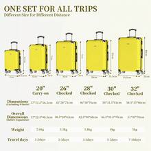 YSTYLE 3/5 Piece Hardside Luggage Set (12, 18, 20, 24, 28 Inch), With Scratch-Resistant And Impact-Resistant ABS Shells, Spacious Design And Four 360-Degree Spinner Wheels - Yellow - View 8