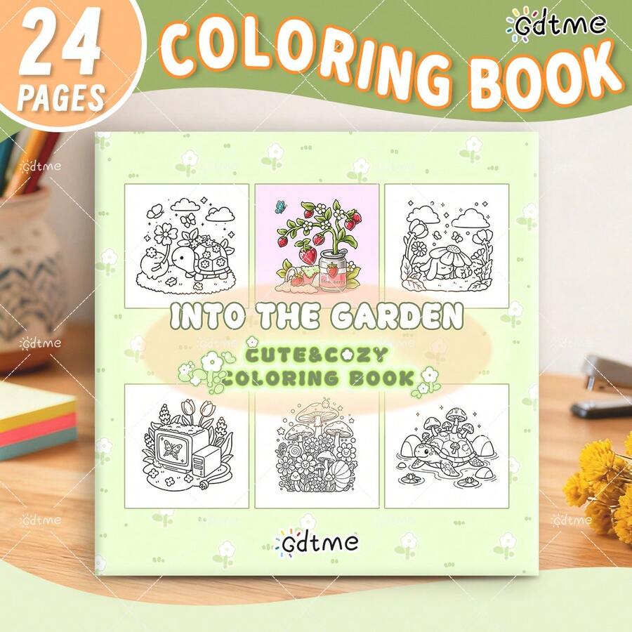 GDTME Bước vào khu vườn: Sách tô màu với họa tiết đơn giản, nổi bật dành cho người lớn và trẻ em, món quà hoàn hảo cho Lễ Phục Sinh, Ramadan, Ngày Valentine, Tiệc Giáng Sinh, Halloween và Sinh nhật - Tranh tô màu phong cảnh khu vườn giúp thư giãn, phù hợp cho việc tô màu và chuẩn bị cho năm học mới (Không gian tô màu ấm cúng)