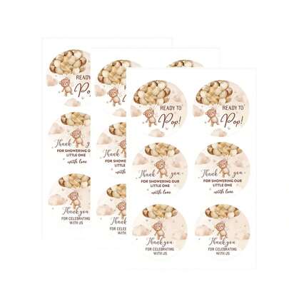 6/30/60 Pcs -1/5/10 Sheets Bear Thank You Stickers For Shower, 2-Inch Stickers, Mother To Be Labels, Birthday Party Decorations, Gender Reveal Favor Seals, Box Closure And Gift Bag Packaging Decals, Shower Stickers, Decorative Stickers
