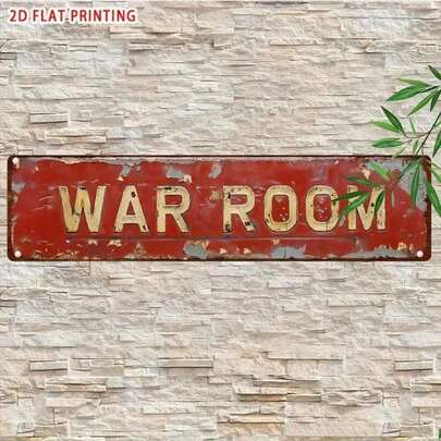 1pc Vintage War Room Metal Tin Sign, 2D Flat Design, Home Decor, Restaurant Decor, Bar Decor, Cafe Decor, Garage Decor, Farmhouse Decor, Size: 10.16 X 40.64 Cm, Suitable For Home, Restaurant, Bar, Cafe, Garage - 7.8 X 7.8 Inches, Metal Wall Art Decor, Decorative Panel, Great For Room Decoration