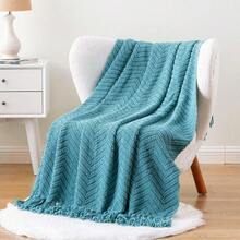 Teal Throw Blanket For Couch, Knit Woven Turquoise Blankets For Chair,  Soft Warm Decorative Green Blanket With Tassels For Spring Decor - 土耳其綠 - 查看 8