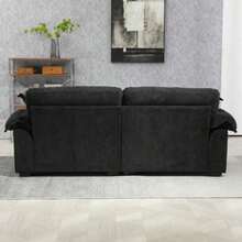 213 Cm Chenille-Tiefeinzelsofa Mit Double-Chichtkissen (Memory-Schaum + Taschenfedern) – Bequeme Zweisitzsofa Für Kleine Wohnzimmer, Apartments Und Büros - Black - View 1