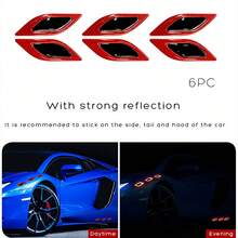 6片装红色汽车保险杠保护贴（反光条型），既能保护车身又时尚！ - 6pc紅黑葉形反光貼 - 查看 3