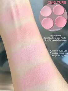 CHIOTURE Palet Perona Pipi 4 Warna, Perona Pipi, Highlighter, dan Kontur, Mencerahkan Wajah Secara Alami, Menyorot dan Memberi Bayangan, Serbaguna untuk Riasan Ringan Sehari-hari - Palet Warna Merah Muda yang Ceria - View 7