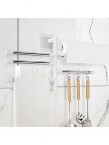 Rotatable Swivel Bathroom Kitchen Towel Rack, Wall Mounted Towel Hanger, Space Saving - Multicolor - View 7