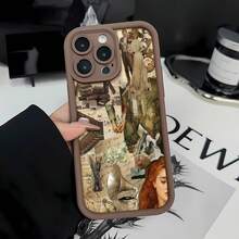 Collage vintage con libros, personas y objetos. Esta elegante funda es compatible con Samsung, Apple, OPPO, , etc. Fabricada en TPU flexible, resistente a golpes y arañazos, ofrece una excelente protección contra caídas y un agarre cómodo. Es un regalo ideal para familiares, amigos y seres queridos, ideal para festivales, San Valentín y artículos de . - Marrón - Ver 3