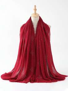 1条新款棉麻泡泡头巾，镶嵌水钻，女士穆斯林多功能头巾，适合日常佩戴、外戴、旅行防晒遮阳披肩以及节日礼物 - 圍巾 - 查看 8