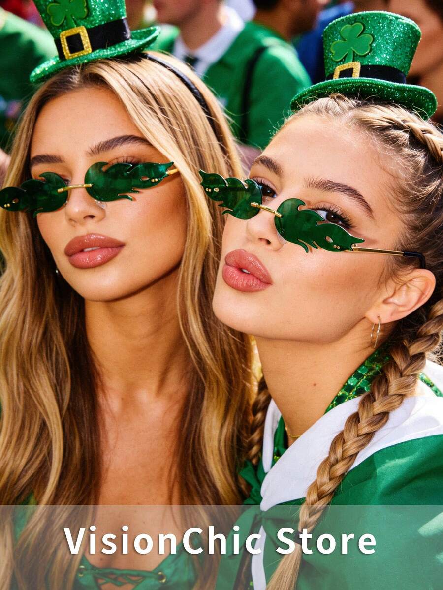 10只/套 时尚火焰图案眼镜，适合圣帕特里克节庆祝活动、街头游行、音乐会、派对、舞会等场合，男女通用 - 彩色 - 查看 1