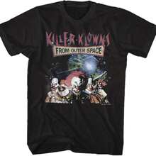Veenajo Men's "Killer Klowns From Outer Space" Neon Comic Book Style T-Shirt - 100% Cotton, Vibrant Graphic Print, Casual Fit, Machine Washable - Ideal For All Seasons - 黑色1 - 查看 1