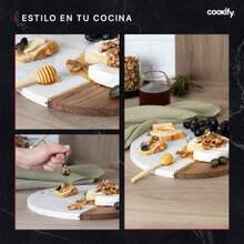 Tabla de Servir de Madera y Mármol para Charcutería Quesos Carnes Frías Aperitivos Botanas Bandeja de Presentación-B029 - 11.8" - Ver 7