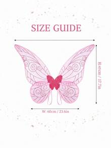 女士/女孩仙女翅膀，闪亮蝴蝶翅膀服装，透明天使翅膀，适合万圣节、角色扮演、生日派对、音乐节服装、装饰配饰 - 粉色 - 查看 3