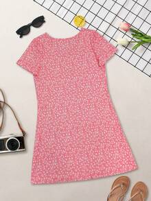 Lightweight, Elegant Ditsy Floral Long Dress, Versatile For Casual, Vacation, Office Wear, Popular New Fashion For Spring/Summer - Bright Red - View 6