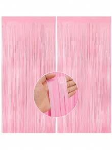 6pcs Pink Party Backdrop Curtain Decor, Girl Birthday Party Decoration, Birthday Party Backdrop Wall Decor, Glossy Birthday Banner, Pink Decor, Anniversary Decor, Wedding Decor, Shower Decor, Gender Reveal Party Decor, Pink Party Backdrop, Photo Booth Prop, Room Wall Decor, Home Decor, Room Decoration, Birthday Gift, Party Favors - Pink - View 9