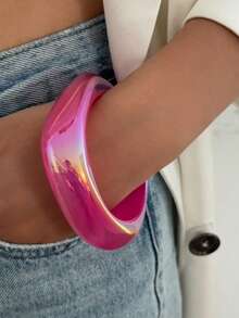 1pc Bohemian Geometric Asymmetrical Arc-Shaped AB Color Resin Cuff Bracelet, Luxurious Casual Party Unisex Wedding Holiday Versatile Charm Resin Bracelet Gift (Slight Color Variation Due To Lighting And Minor Flaws Is Normal) - Bracelet - View 16