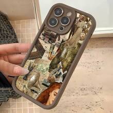 Collage vintage con libros, personas y objetos. Esta elegante funda es compatible con Samsung, Apple, OPPO, , etc. Fabricada en TPU flexible, resistente a golpes y arañazos, ofrece una excelente protección contra caídas y un agarre cómodo. Es un regalo ideal para familiares, amigos y seres queridos, ideal para festivales, San Valentín y artículos de . - Marrón - Ver 6