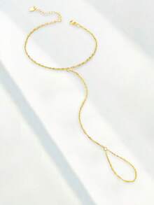 1PC S925 Sterling Silver Water Wave Chain With Finger And Foot Chains, Perfect For Women's Daily Wear As A Great Birthday Gift - Anklet - View 3