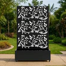 Biombo-Jardinera para Exterior, 3 Paneles | Pantalla de Privacidad con Macetas y Celosía Incluida | Fácil Montaje, para Plantas, Enredaderas y Huerto Urbano - Negro - Ver 1