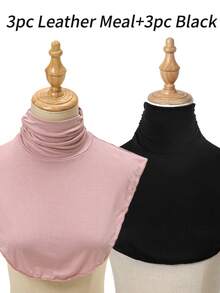 1pc/2pcs Women Elegant Solid Color Pleated Detachable Collar, Comfortable Skin-Friendly Turtleneck Dickey Shirt Collar, Minimalist Undershirt, Suitable For Daily Wear - 2-piece Elastic Collar - View 34