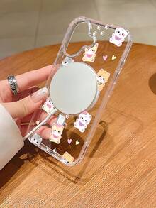 1pc Adorable Cat With Bow And Heart Transparent Magnetic Phone Case Compatible With Samsung Galaxy S26Ultra S26Plus S26 S25 S24 S23 S22 Plus FE Edge A56 A54 A36 A35 17promax Air 17pro 17 16E 16 15 14 13 12 11 X XS XSMAX Plus Pro Case - 無色 - 查看 6