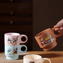 Cốc sứ xếp chồng hình chuột Mickey của Disney, dung tích 320ml, kiểu dáng hoạt hình cổ điển, cốc cà phê và sữa dễ thương, phù hợp cho gia đình và văn phòng, quà tặng cho người hâm mộ Disney. - Nhiều màu - Xem 2