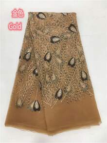 5 Yards/1 Yard Green African Mesh Lace Fabric, 2026 French Sequin Embroidered Handmade Beaded Nigerian Mesh Netting For Wedding Party - A - View 26