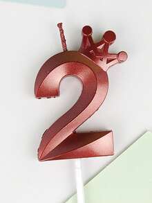 1件 0-9 紅色皇冠造型數字生日蠟燭，生日蛋糕裝飾，生日派對裝飾，3D皇冠設計數字蠟燭，適用於生日、週年紀念、性別揭曉派對、單身女派對、畢業典禮 - 紅色 - 查看 13