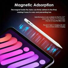 1pc White Aluminum Alloy Stylus Pen And 2 Nibs, Compatible With Ipad Pro Air Mini, Drawing Capacitive Pen Compatible With Apple Tablets Updated After 2018 - Multicolor - View 7