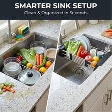 1PC Multifunctional Space-Saving  Stainless Steel Retractable Drainage Basket, Kitchen Sink Collapsible Drainer Rack, Fruit Vegetable Washing Storage Basket For Home Kitchen Countertop Apartment RV Daily Use - 彩色 - 查看 8