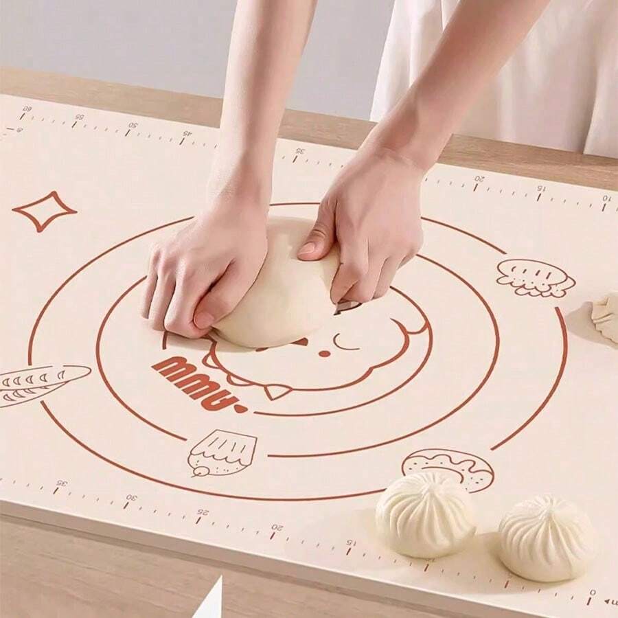 1pc Silicone Kneading Board, Silicone Baking Mat With Measurement Markings, Super Non-Stick Baking Pad, Cooking Mat, Kneading Mat, Oven Liner, Pie Crust Mat, Foldable Dough Kneading Mat - Multicolor - View 1