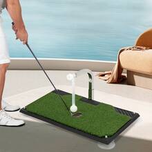 SanBouSi Golf Swing Trainer With 360° Auto-Rotating Ball Return, 5 Adjustable Heights & Realistic Turf Mat - Indoor/Outdoor Practice For All Clubs, Home Office Use - 綠色,白色,銀色 - 查看 6