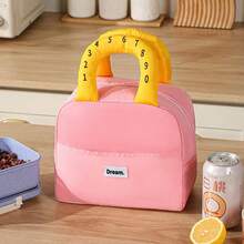 Color Block Plaid Insulated Lunch Box, Portable Thermal Bag, Essential For Students And Office Workers, Commuter Insulated Lunch Tote, Ice Pack, Large Capacity Handheld Student Portable Lunch Bag - Multicolor - View 4