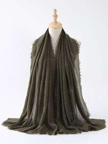 1条新款棉麻泡泡头巾，镶嵌水钻，女士穆斯林多功能头巾，适合日常佩戴、外戴、旅行防晒遮阳披肩以及节日礼物 - 圍巾 - 查看 6