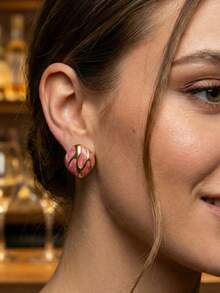 New Retro Irregular Square Personalized Stainless Steel Stud Earrings For Women Exquisite And Unique Non-Fading Waterproof Gold Oil-Dropping Women Earrings European American Ins Style Earrings Women Spring Jewelry Summer Beach Vacation Bikini Accessories Attractive Clothes, Wedding Dresses Accessories - Versatile JewelryPerfect For Wearing While Swimming, Bathing, Exercising ,Great For Valentines Day, Birthday, Mother Day, And Vacation Surprises. - Multicolor - View 9