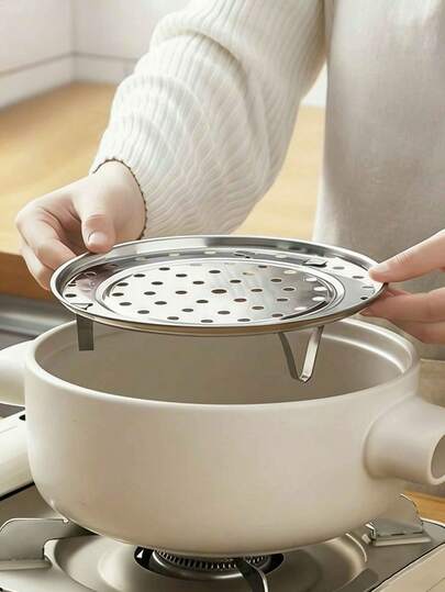 1pc Stainless Steel Steamer Rack, Available In Multiple Sizes, With Detachable Legs, Steamer Pot And Accessories, Home Use Divided Water Steamer Tray, Suitable For Various Pot Sizes, Can Be Used For Steaming Buns, Bread And Various Dishes, Applicable For Home Kitchen, Open Flame Stove, Induction Cooktop And Other Scenarios