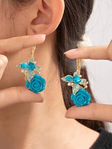 Glamine 1 Pair Delicate Floral Design Earrings, Sweet & Elegant Korean Style (Random Color Gradient) - Multicolor - View 13