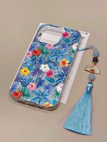 Leaf Painted High-End Feather Tassel Pendant Simplistic Fashionable Phone Case Compatible With IPhone 17/17 Pro Max, 15, 16/16 Pro, Painted 15 Pro Max, P13, P14, P11 Soft Shell, P12 Anti-Fall, XS, XR, 7/8P, 7/8G ES2, A14, A15, S23U, A50, A12, A32, A52, A72, A51, A21S, A13, A14, S22 Ultra, S23, A33, A53, S20 FE - Multicolor - View 2