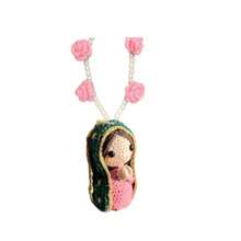 Handmade Crochet Car Charm Hanging Ornament - Unique Car Interior Decor Accessory With Prayer Angel Design - Soft Yarn Dashboard Decor For Safety & Blessing - Cute Red & Green Outfit With Yellow Flowers - Cozy Boho Car Decor For Men & Women - Ideal Gift For Boyfriend, Husband, Father, Friend - Car Accessories, Car Decor, Gifts For Men, Car Stuff, Auto Interior Embellishment, Personalized Vehicle Gift - A - 查看 4
