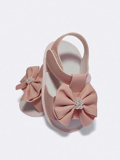 SANDÁLIA PARA BEBÊS RECÉM NASCIDO INFANTIL MENINA - ROSA COM LAÇO