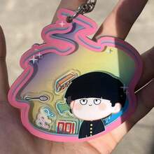 1个灵能百分百卡通酒窝摇晃钥匙扣亚克力摇晃吊坠，可挂在背包上 - 彩色 - 查看 8