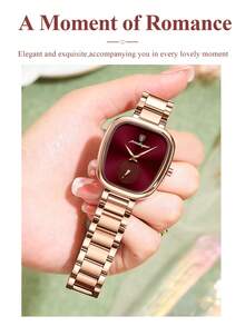 POEDAGAR 1件女士优雅玫瑰金不锈钢石英腕表，防水，网状表带，椭圆形表盘设计，时尚女士腕表，适合日常佩戴，女士礼物 - 玫瑰金 - 查看 12