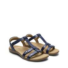 Women's Flat Sandals With Arch Support Adjustable Strappy Comfort Walking Sandals Casual Summer Everyday Shoes - 藏蓝色 - 查看 1