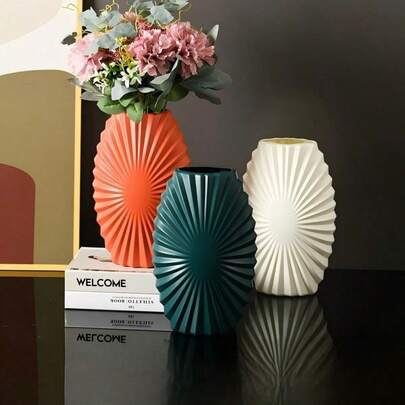 Modern Minimalist Luxury Plastic Decorative Vase, Suitable For Artificial Flowers, Dried Flowers And Hydroponics, Living Room Decor
