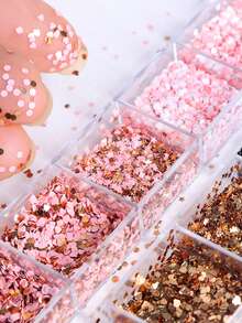 全息黑金粉美甲亮片 1mm 圆形心形星形亮片 日韩美甲 DIY 装饰 美甲用品 指甲 - 彩色 - 查看 4