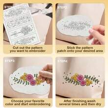 16 piezas Patrones de bordado solubles en agua Estabilizadores con tema divertido Papel de bordado y costura con patrones preimpresos de estilo divertido para amantes de la costura a mano principiantes - A - Ver 9