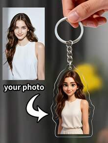 Gantungan Kunci Gaya Animasi Kartun Foto Kustom - Gantungan Kunci, Seni Wajah Lucu Modern, Ideal untuk Dekorasi Dapur, Foto Keluarga, dan Ide Hadiah Unik - MultiWarna - View 4